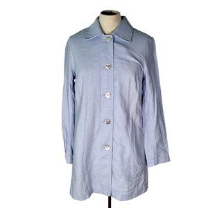 J Jill Shirt Womens Size XS Linen Blend Button Up Collared Tunic Palemist Blue